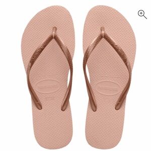 Havaianas Women's Blush Pink platform Flip Flops with Metallic Rose Gold Straps